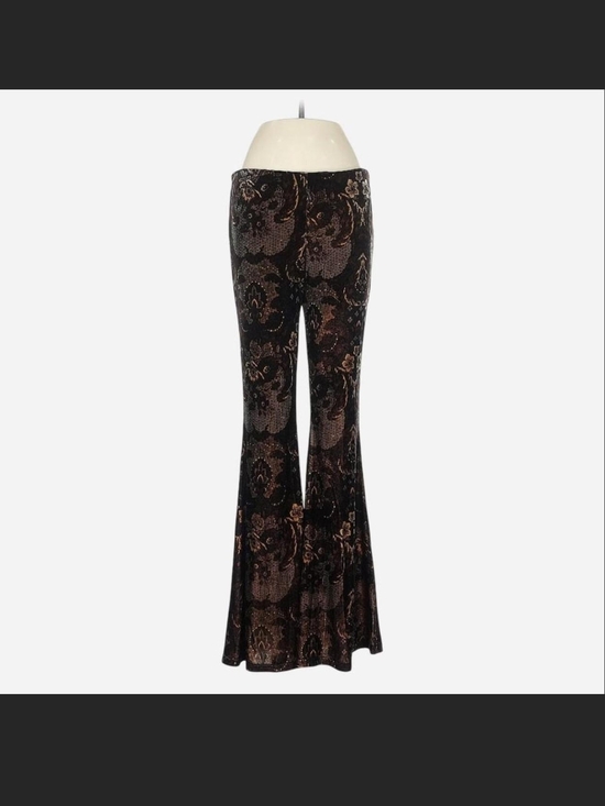 Free People Pants - Free People Black and Brown Brocade Flare Pants